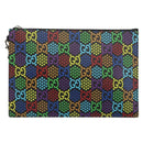 GUCCI GG Psychedelic Clutch Bag PVC Multicolor Silver 601087 Auth 145251-2