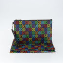 GUCCI GG Psychedelic Clutch Bag PVC Multicolor Silber 601087 Auth 145251V-12