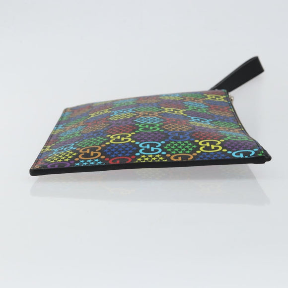 GUCCI GG Psychedelic Clutch Bag PVC Multicolor Silver 601087 Auth 145251