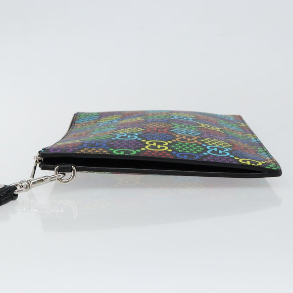GUCCI GG Psychedelic Clutch Bag PVC Multicolor Silber 601087 Auth 145251V