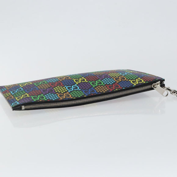 GUCCI GG Psychedelic Clutch Bag PVC Multicolor Silber 601087 Auth 145251V