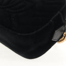 GUCCI GG Marmont Chain Shoulder Bag Velor Black Gold 448065 Auth 145252M-15