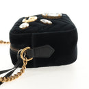 GUCCI GG Marmont Chain Shoulder Bag Velor Black Gold 448065 Auth 145252M-5
