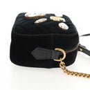 GUCCI GG Marmont Chain Shoulder Bag Velor Black Gold 448065 Auth 145252M-6