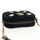 GUCCI GG Marmont Chain Shoulder Bag Velor Black Gold 448065 Auth 145252M-7
