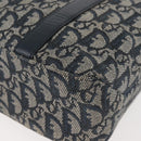 Christian Dior Trotter Canvas Clutch Bag Navy Gold Auth 145259-11