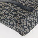 Christian Dior Trotter Canvas Clutch Bag Navy Gold Auth 145259-12