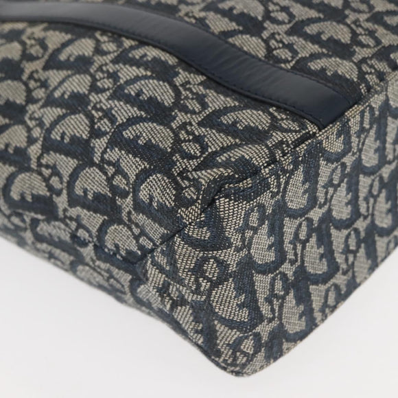 Christian Dior Trotter Canvas Clutch Bag Navy Gold Auth 145259