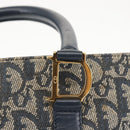 Christian Dior Trotter Canvas Clutch Bag Navy Gold Auth 145259-14