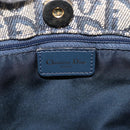 Christian Dior Trotter Canvas Clutch Bag Navy Gold Auth 145259-15