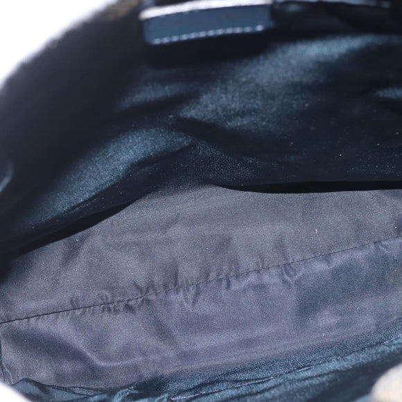 Christian Dior Trotter Canvas Clutch Bag Navy Gold Auth 145259