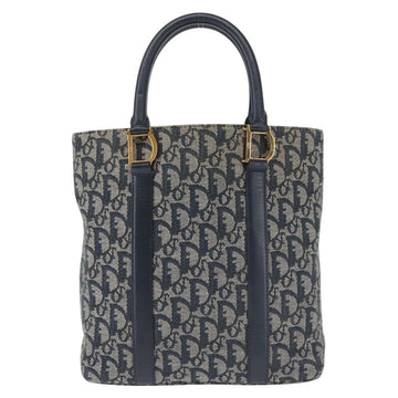 Christian Dior Trotter Canvas Clutch Bag Navy Gold Auth 145259 - 0