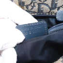 Christian Dior Trotter Canvas Clutch Bag Navy Gold Auth 145259-20