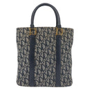 Christian Dior Trotter Canvas Clutch Bag Navy Gold Auth 145259-3