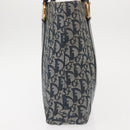 Christian Dior Trotter Canvas Clutch Bag Navy Gold Auth 145259-4