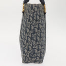 Christian Dior Trotter Canvas Clutch Bag Navy Gold Auth 145259-5