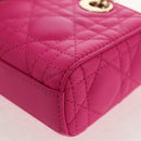Christian Dior Cannage Lady D Joy Micro Bag Lamb Skin 2way Pink Auth 145262SM-21