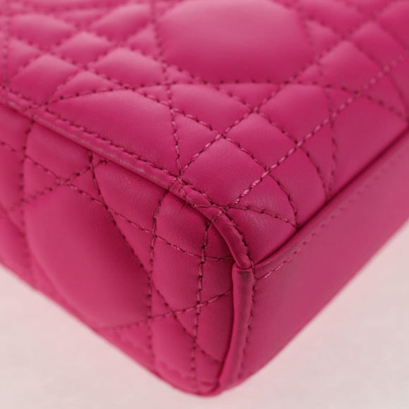 Christian Dior Cannage Lady D Joy Micro Bag Lamb Skin 2way Pink Auth 145262SM