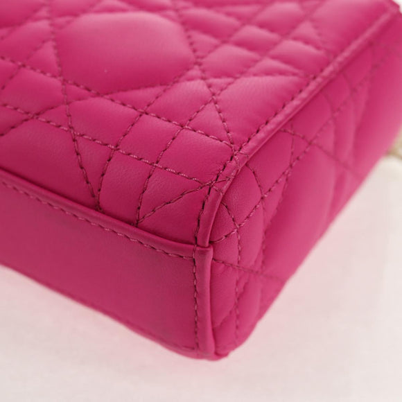 Christian Dior Cannage Lady D Joy Micro Bag Lamb Skin 2way Pink Auth 145262SM