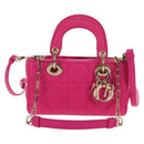 Christian Dior Cannage Lady D Joy Micro Bag Lamb Skin 2way Pink Auth 145262SM-14