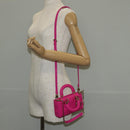 Christian Dior Cannage Lady D Joy Micro Bag Lamb Skin 2way Pink Auth 145262SM-30