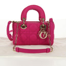 Christian Dior Cannage Lady D Joy Micro Bag Lamb Skin 2way Pink Auth 145262SM-13