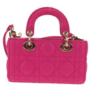 Christian Dior Cannage Lady D Joy Micro Bag Lamb Skin 2way Pink Auth 145262SM-3