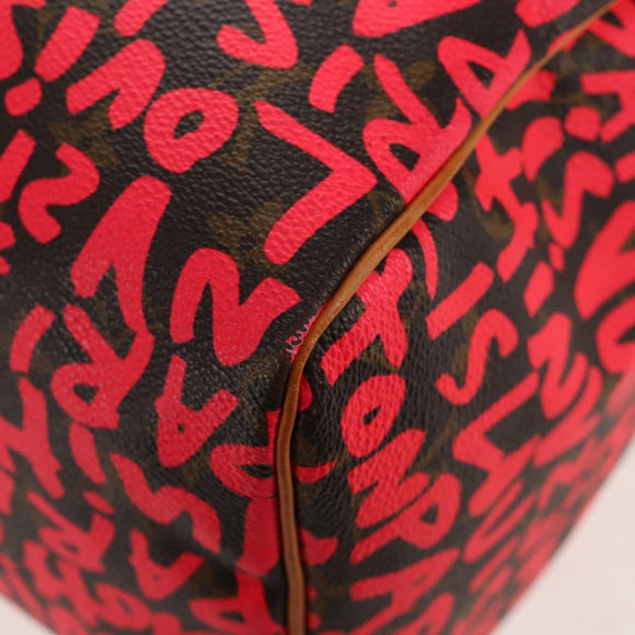 LOUIS VUITTON Monogram Graffiti Speedy 30 Hand Bag Pink M93704 LV Auth 145265A