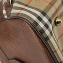 Burberrys Nova Check Boston Bag Canvas Beige Gold Auth 145269-15
