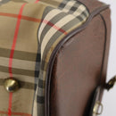 Burberrys Nova Check Boston Bag Canvas Beige Gold Auth 145269-16