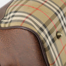 Burberrys Nova Check Boston Bag Canvas Beige Gold Auth 145269-17