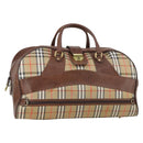 Burberrys Nova Check Boston Bag Canvas Beige Gold Auth 145269-1