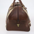 Burberrys Nova Check Boston Bag Canvas Beige Gold Auth 145269-4