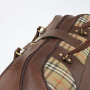 Burberrys Nova Check Boston Bag Canvas Beige Gold Auth 145269-6