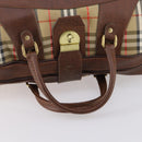 Burberrys Nova Check Boston Bag Canvas Beige Gold Auth 145269-7