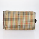 Burberrys Nova Check Boston Bag Canvas Beige Gold Auth 145269-5