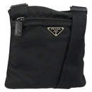 PRADA Shoulder Bag Nylon Black Silver Auth 145272-1