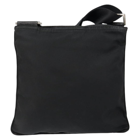 PRADA Shoulder Bag Nylon Black Silver Auth 145272