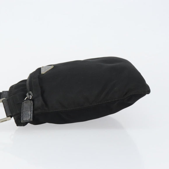 PRADA Shoulder Bag Nylon Black Silver Auth 145272