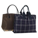 BURBERRY Nova Check Hand Bag Nylon 2Set Khaki Navy Auth 145273-1