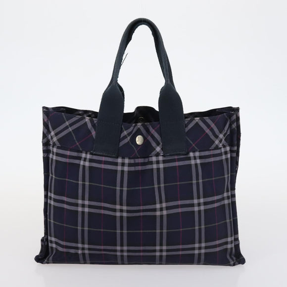BURBERRY Nova Check Hand Bag Nylon 2Set Khaki Navy Auth 145273