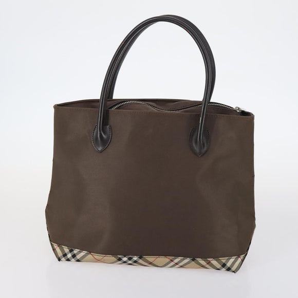 BURBERRY Nova Check Hand Bag Nylon 2Set Khaki Navy Auth 145273