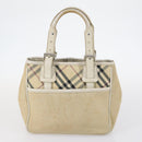 BURBERRY Nova Check Hand Bag Nylon Canvas 2Set Beige Auth 145274-10