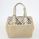 BURBERRY Nova Check Hand Bag Nylon Canvas 2Set Beige Auth 145274-11