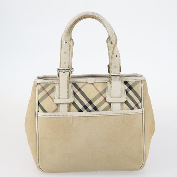 BURBERRY Nova Check Hand Bag Nylon Canvas 2Set Beige Auth 145274