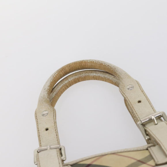 BURBERRY Nova Check Hand Bag Nylon Canvas 2Set Beige Auth 145274