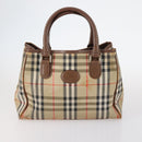BURBERRY Nova Check Hand Bag Nylon Canvas 2Set Beige Auth 145274-2