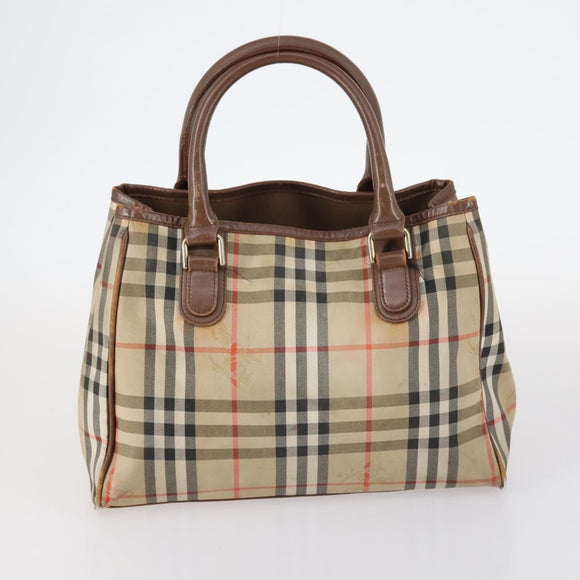 BURBERRY Nova Check Hand Bag Nylon Canvas 2Set Beige Auth 145274