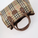 BURBERRY Nova Check Hand Bag Nylon Canvas 2Set Beige Auth 145274-5