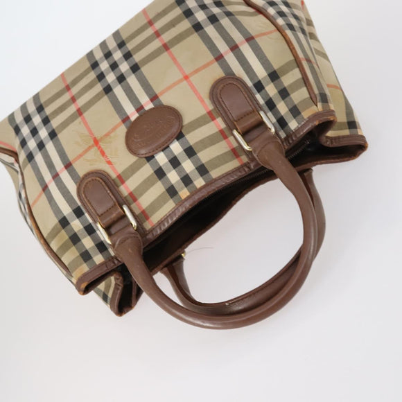 BURBERRY Nova Check Hand Bag Nylon Canvas 2Set Beige Auth 145274